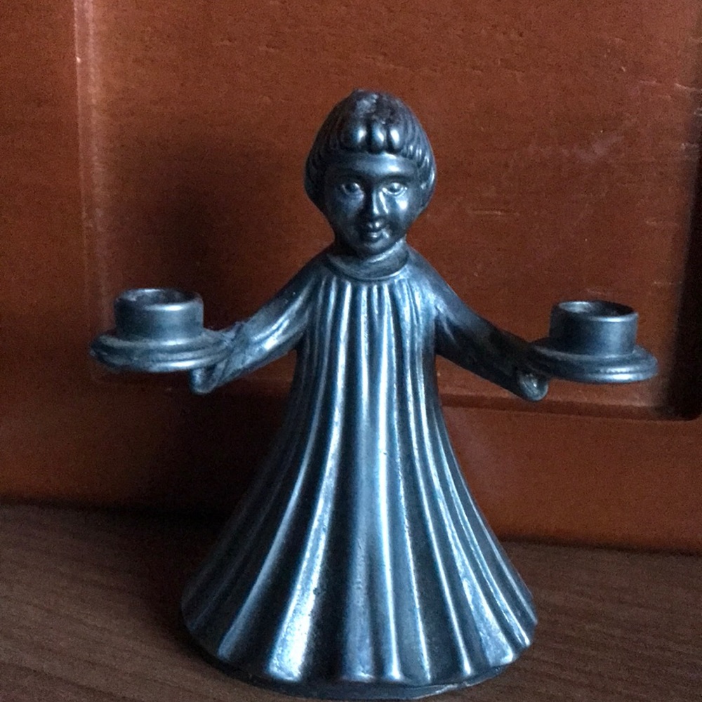 Vintage small pewter candle holder made in Italy